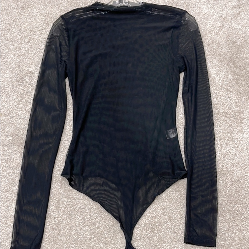 Black Sheer Long Sleeve Top